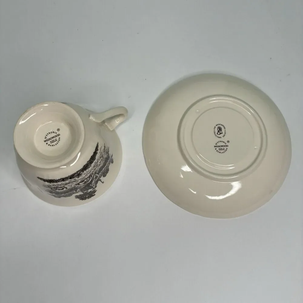 Wedgewood Etruria & Barlaston Creamware Tea Cup And Saucer Set Of 3